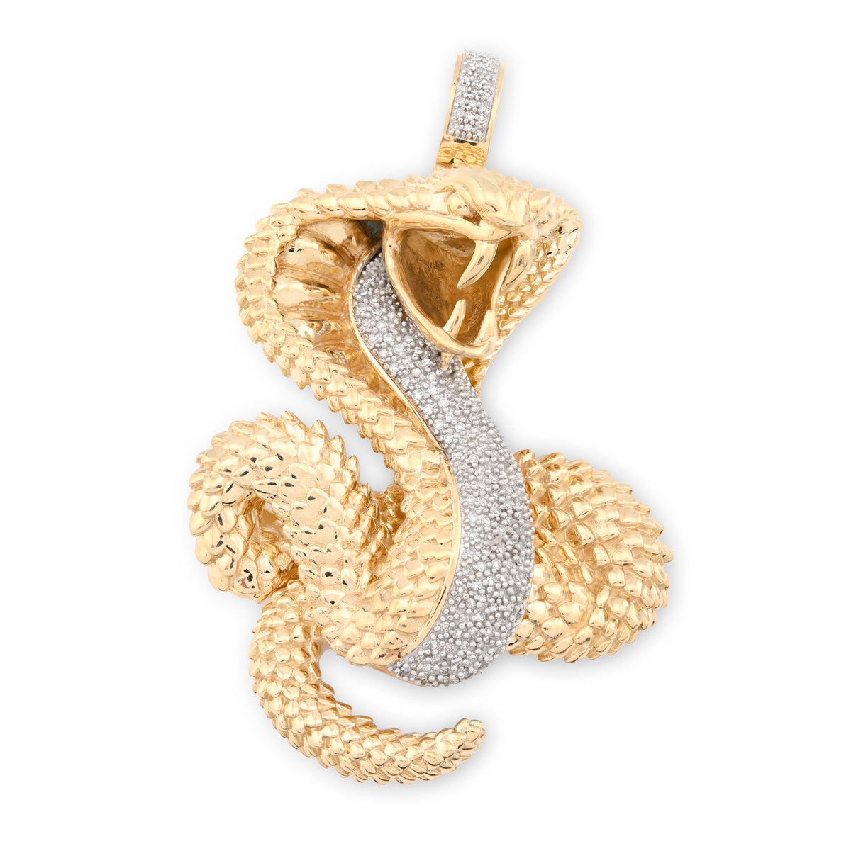 10K Yellow Gold Snake Pendant 0.50CT Natural Diamond 62.5MM 33g Men Charm — view 1
