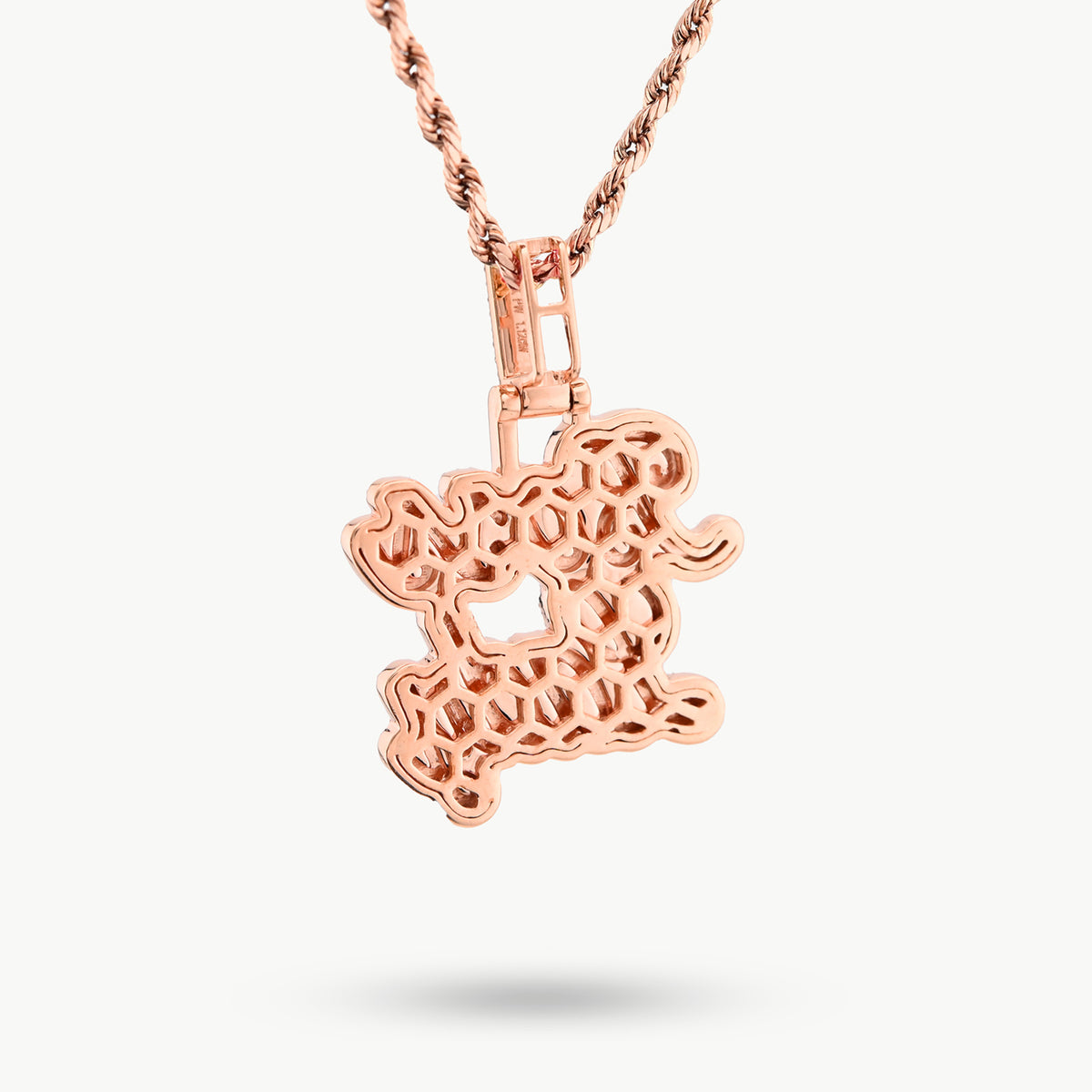 10K Rose Gold 1.12 CT Natural Diamond "BOSS LADY" Pendant Women 36 MM — view 8