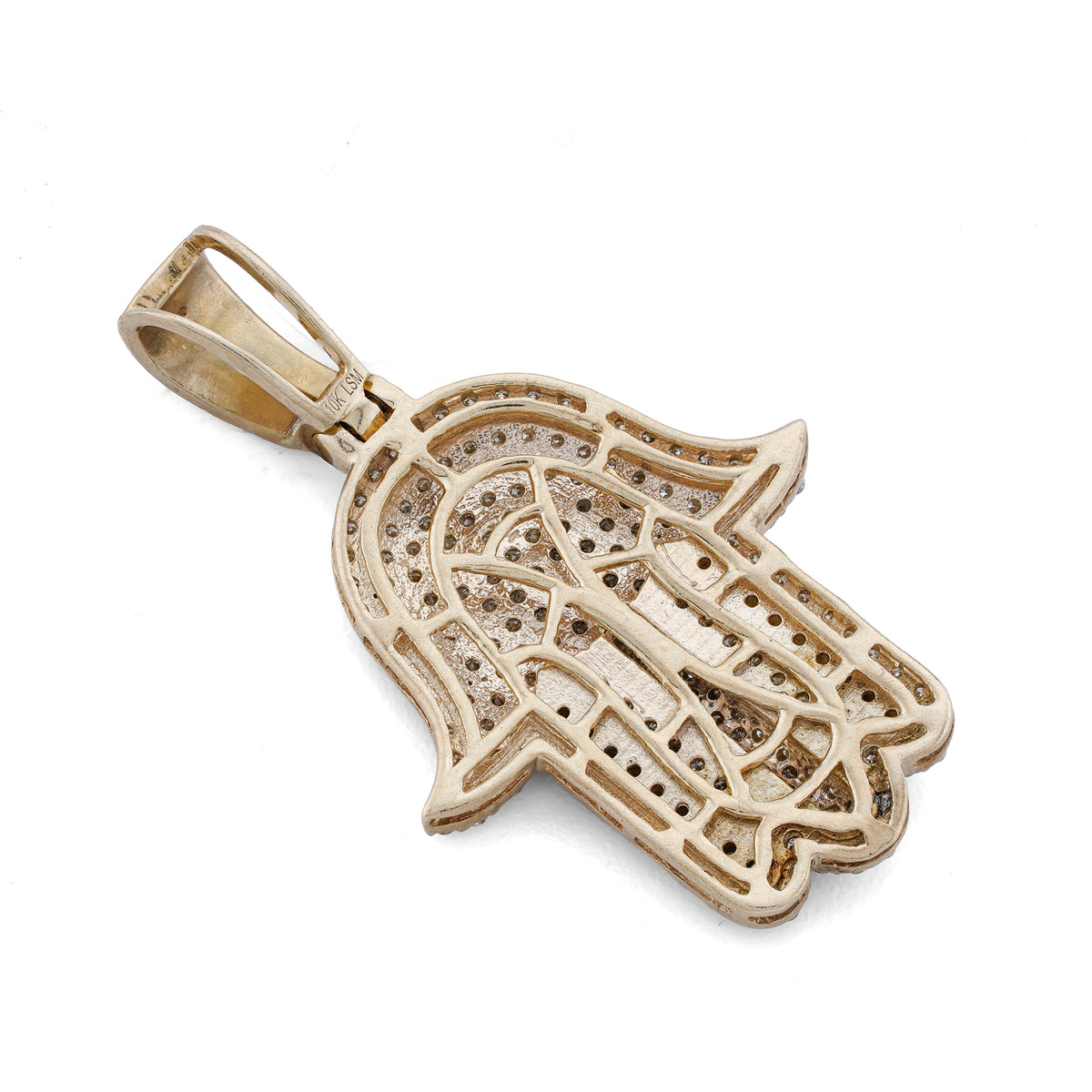 Hamsa Pendant Round 1.35ct Natural Diamond 10K Gold Men Women Charm