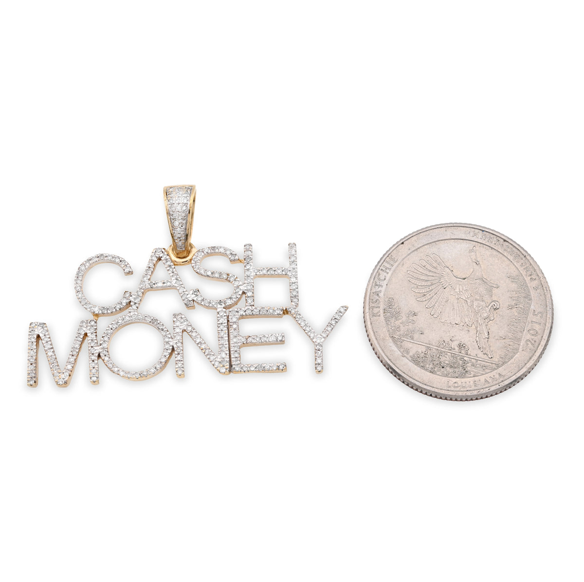 10K Yellow Gold 1CT "CASH MONEY" Natural Diamond Pendant Men Women Custom Charm — view 9