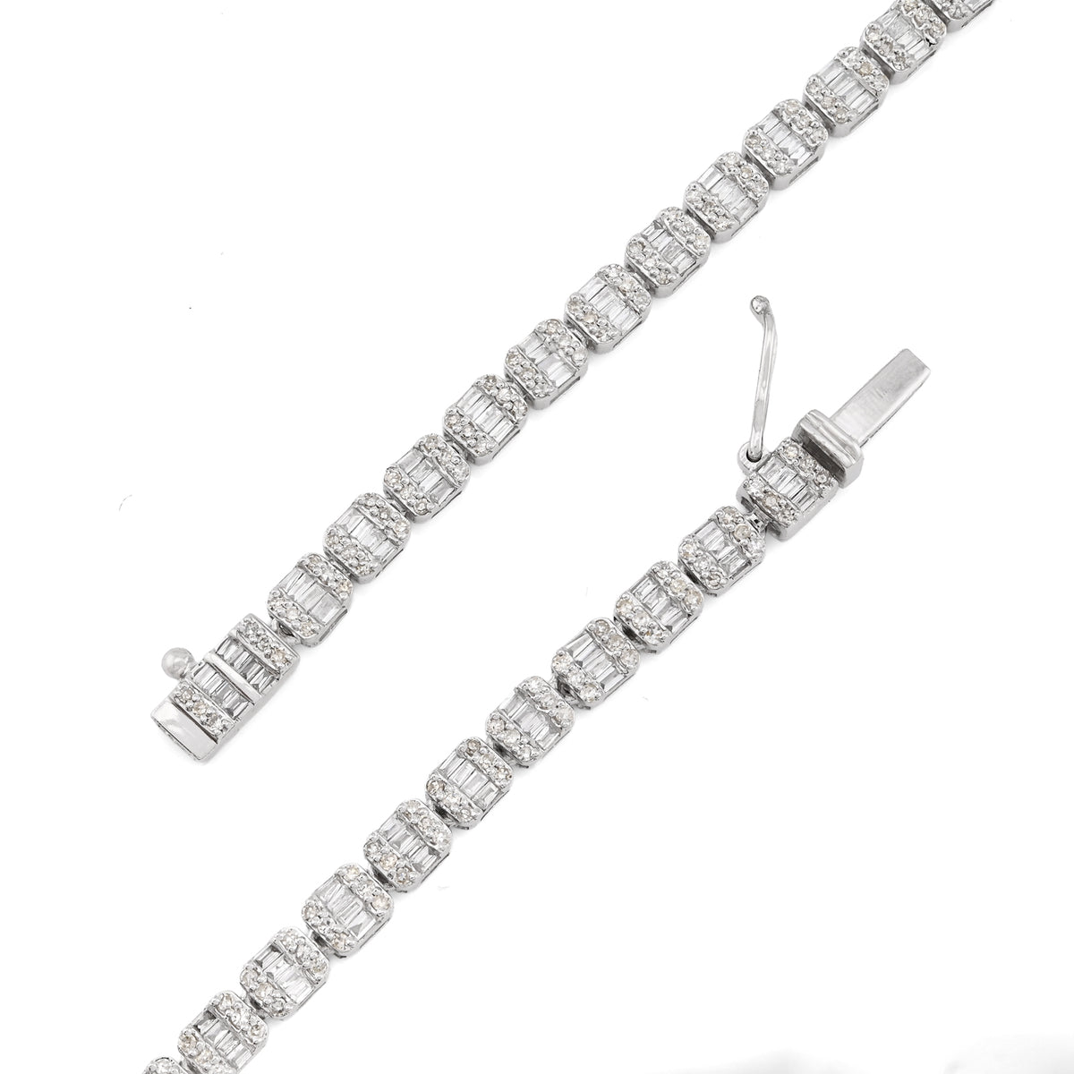 10K White Gold 5.48 CT Round & baguette Natural Diamond Butterfly Tennis Chain 18" Women Necklace 26.5 g — view 5