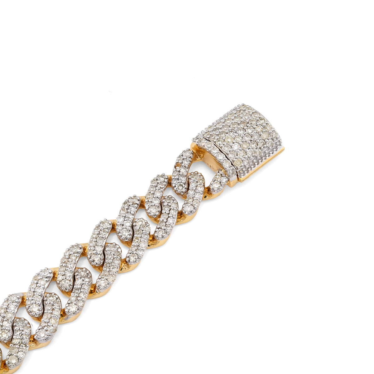 10K Yellow Gold 3.8 CT Natural Diamond Cuban Link Mens Bracelet 8 MM 8" — view 5