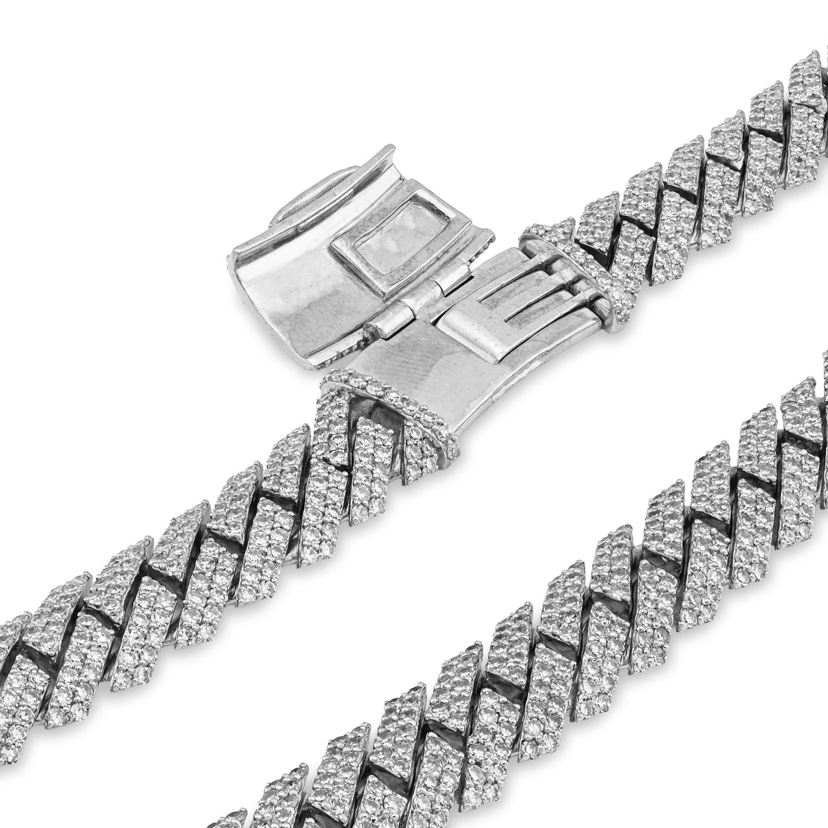 925 SS 26.45CT Lab Diamond 11MM Snake Cuban Link Men Chain 21" Necklace — view 5