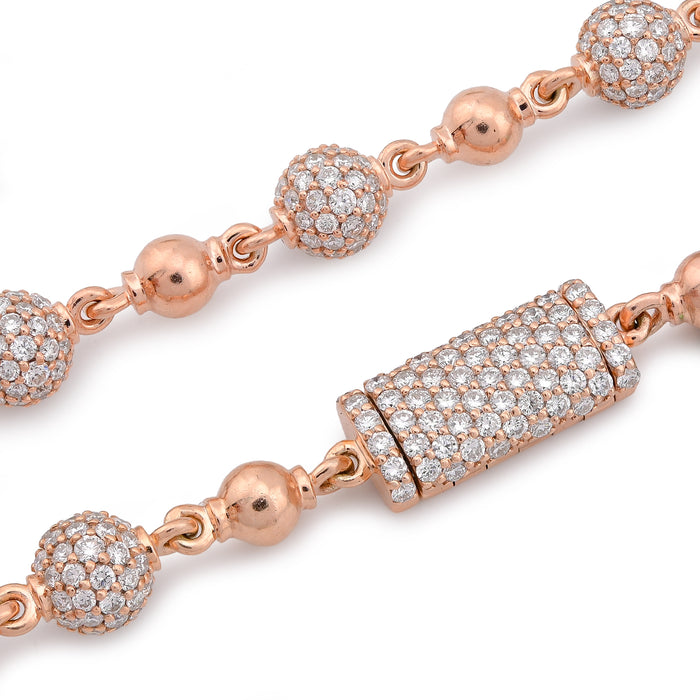 Bead Ball Chain 15.15CT Lab Diamond Rose 925 Silver 6MM 22" Men Necklace — view 1