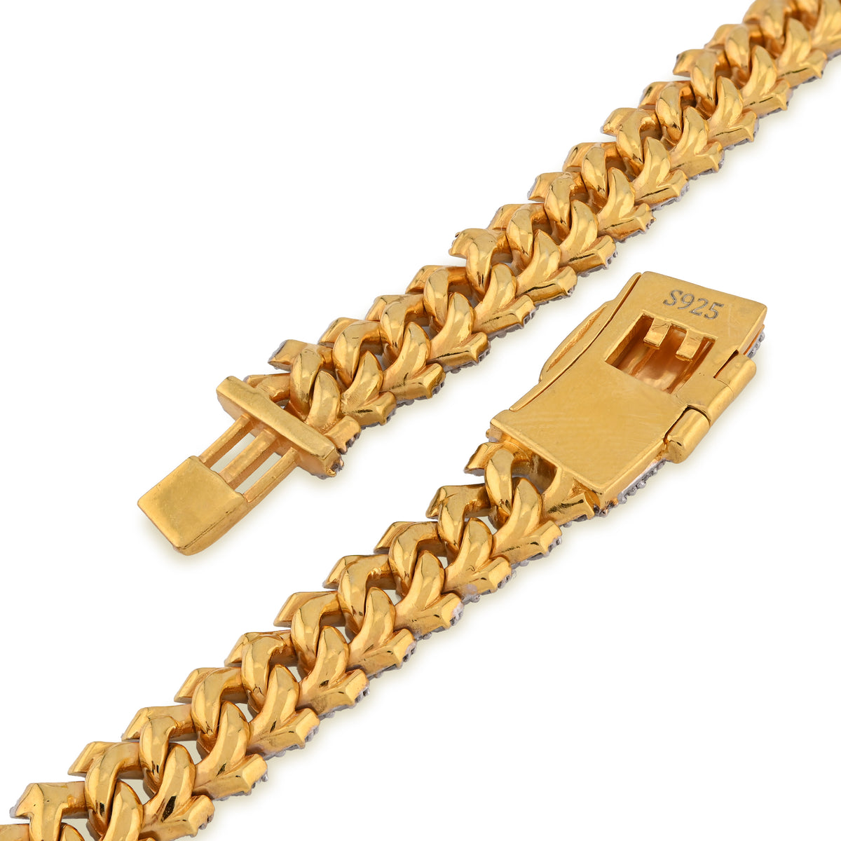 925 Yellow Silver 12.87CT 8MM Lab Diamond Snake Cuban Link Chain 21" Necklace — view 8