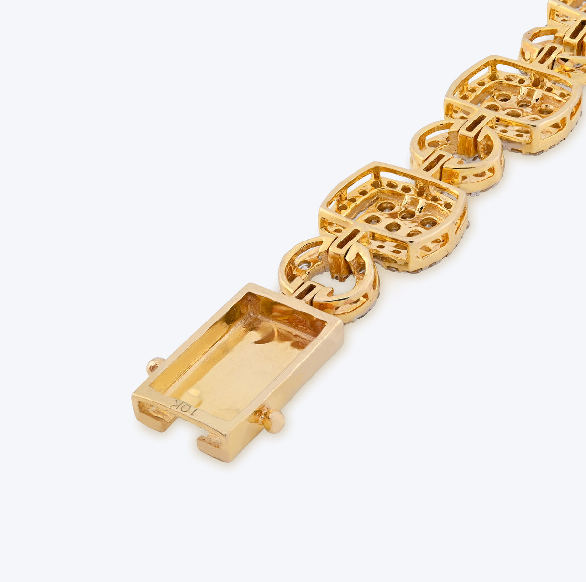 10K Yellow Gold Natural Diamond 7.4CT Round10MM Tennis Bracelet 8" Men Women 21.5g — view 6