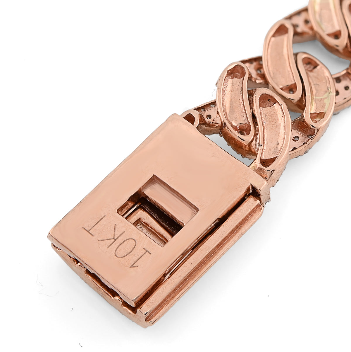 10K Rose Gold 10mm Natural Diamond 5.6CT Cuban link Bracelet 7.5" Men 23.2g — view 2
