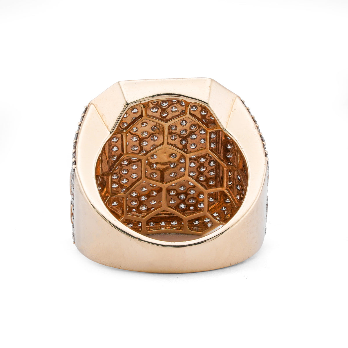 10K Yellow Gold Octagon Shape 3.95CT Natural Diamond Hanging Jesus Men Pinky Ring — view 4