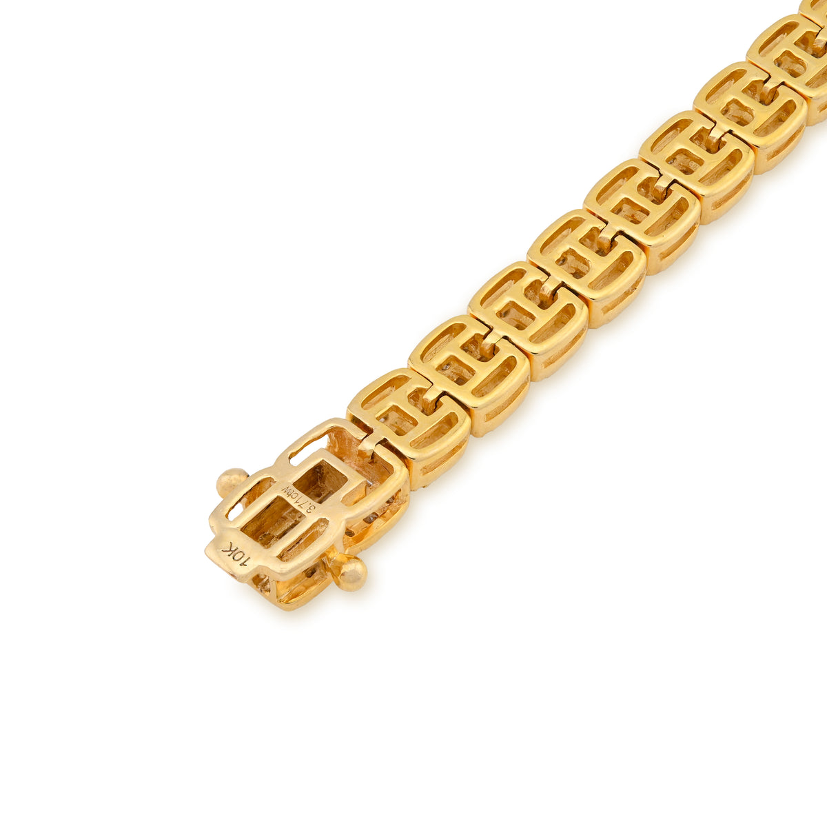 10K Yellow Gold 3.71CT natural Diamond Round/Baguette 5MM Tennis Bracelet 8" Men Women Bracelet — view 3