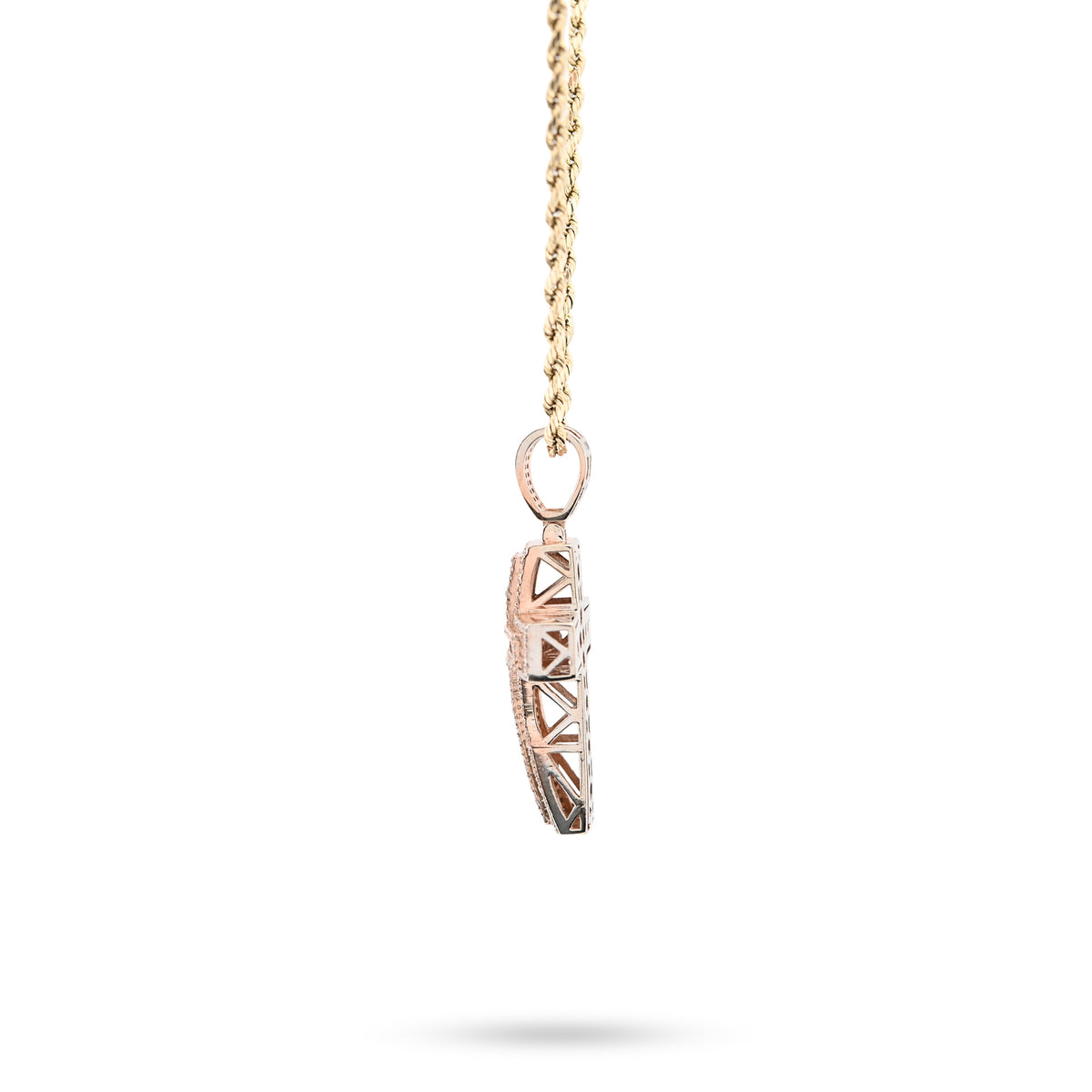 10K Rose Gold 2 CT Round & Baguette Natural Diamond Cross Religious Pendant 5.9 g Men Charm — view 4