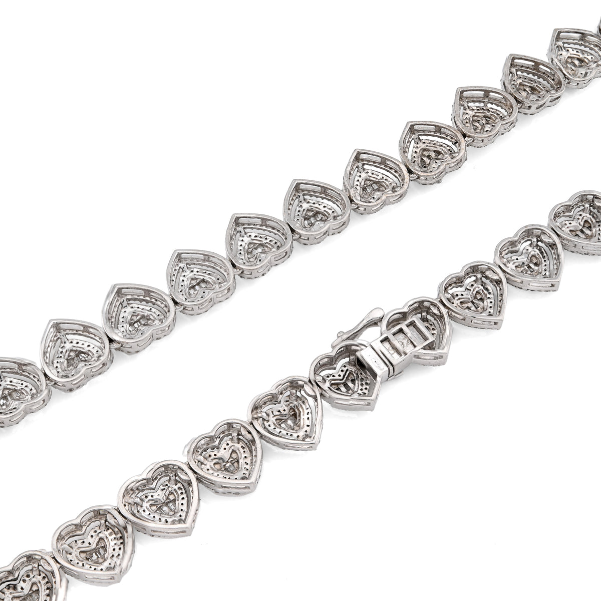 925 SS 6 CT Natural Diamond Heart Shape link Necklace Women Chain — view 6
