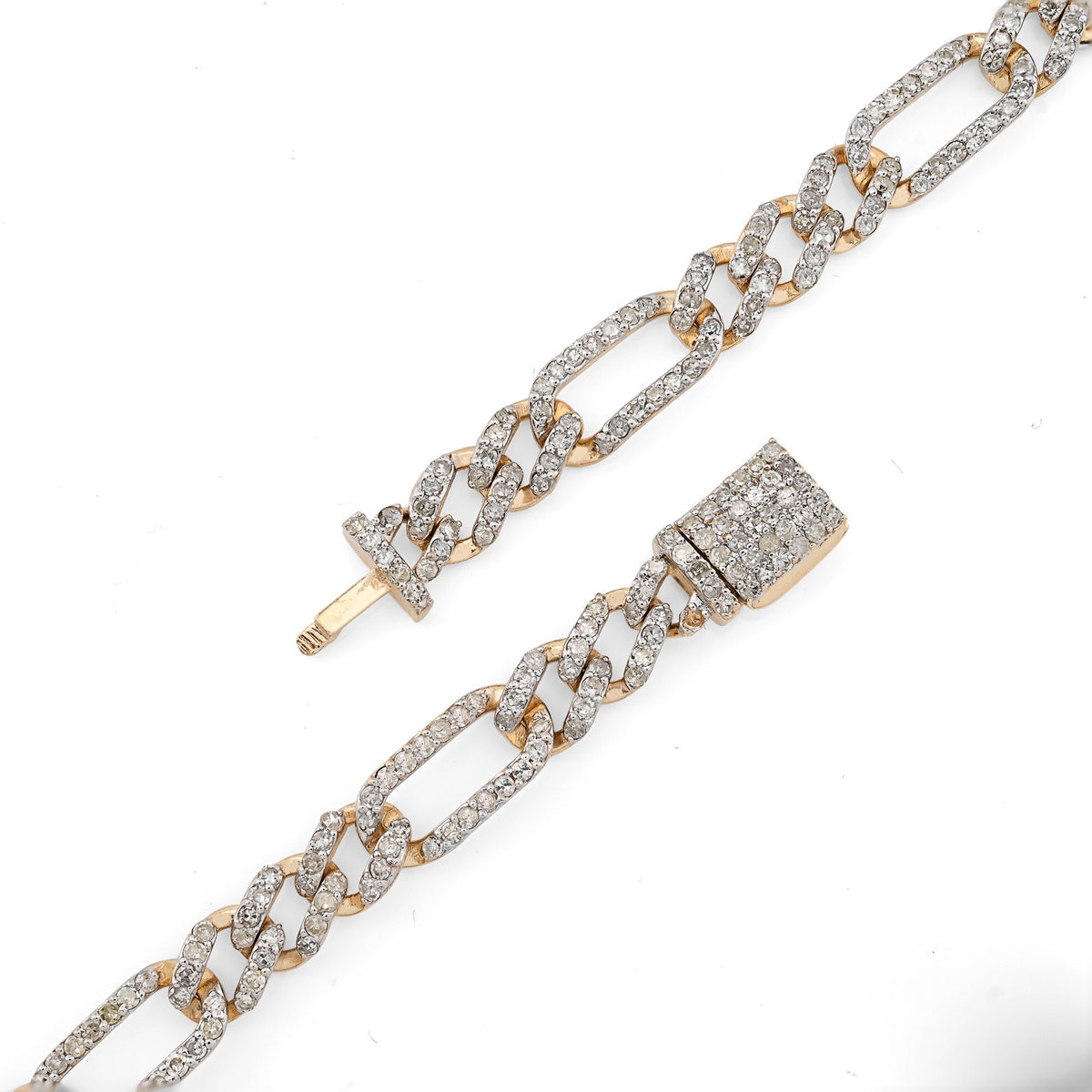 10K Yellow Gold 7.50 CT Natural Diamond 5.5 MM Figaro Chain 20" Men Women Necklace — view 8