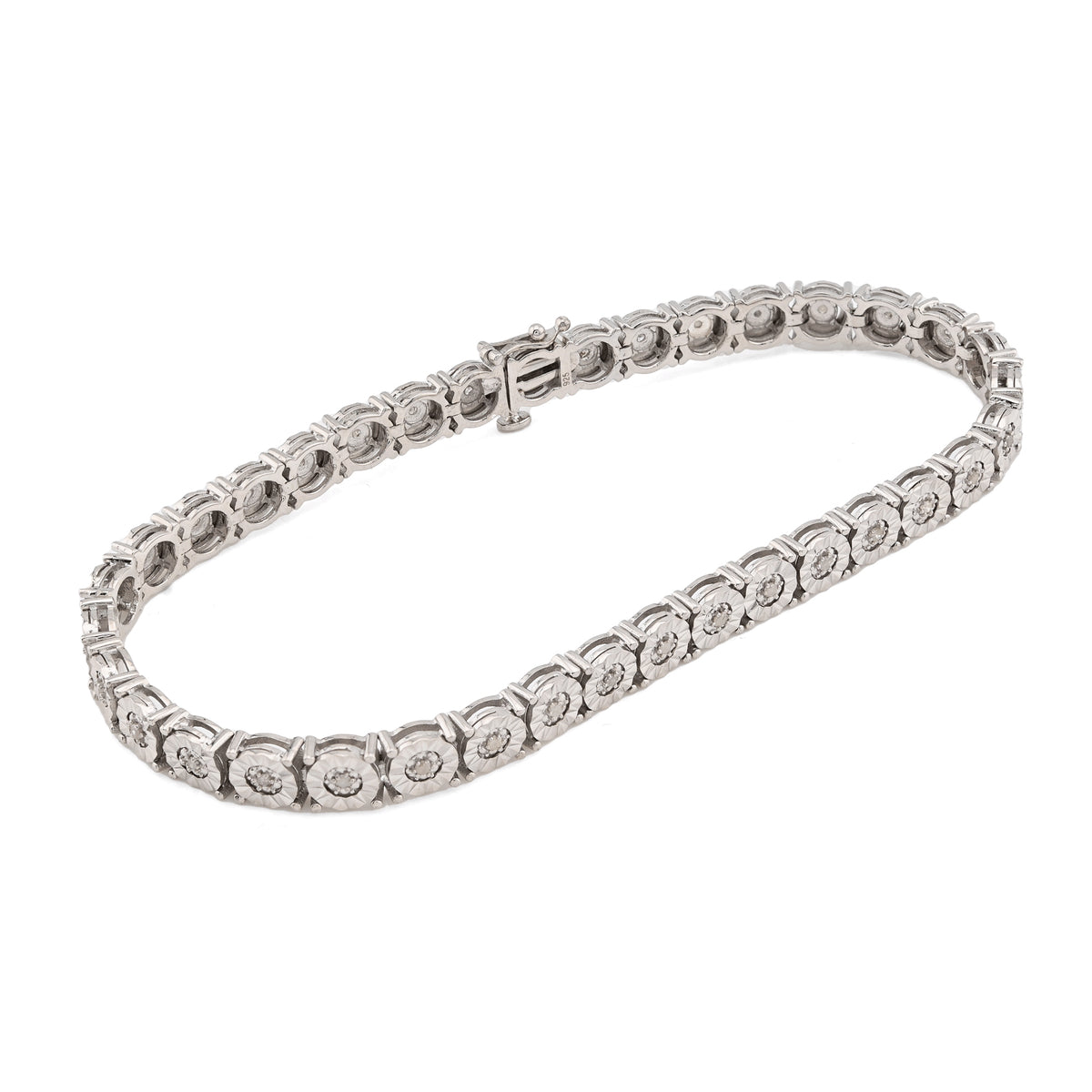 925 Silver 0.8CTW Natural Diamond Tennis Bracelet 5MM 8" Men — view 8
