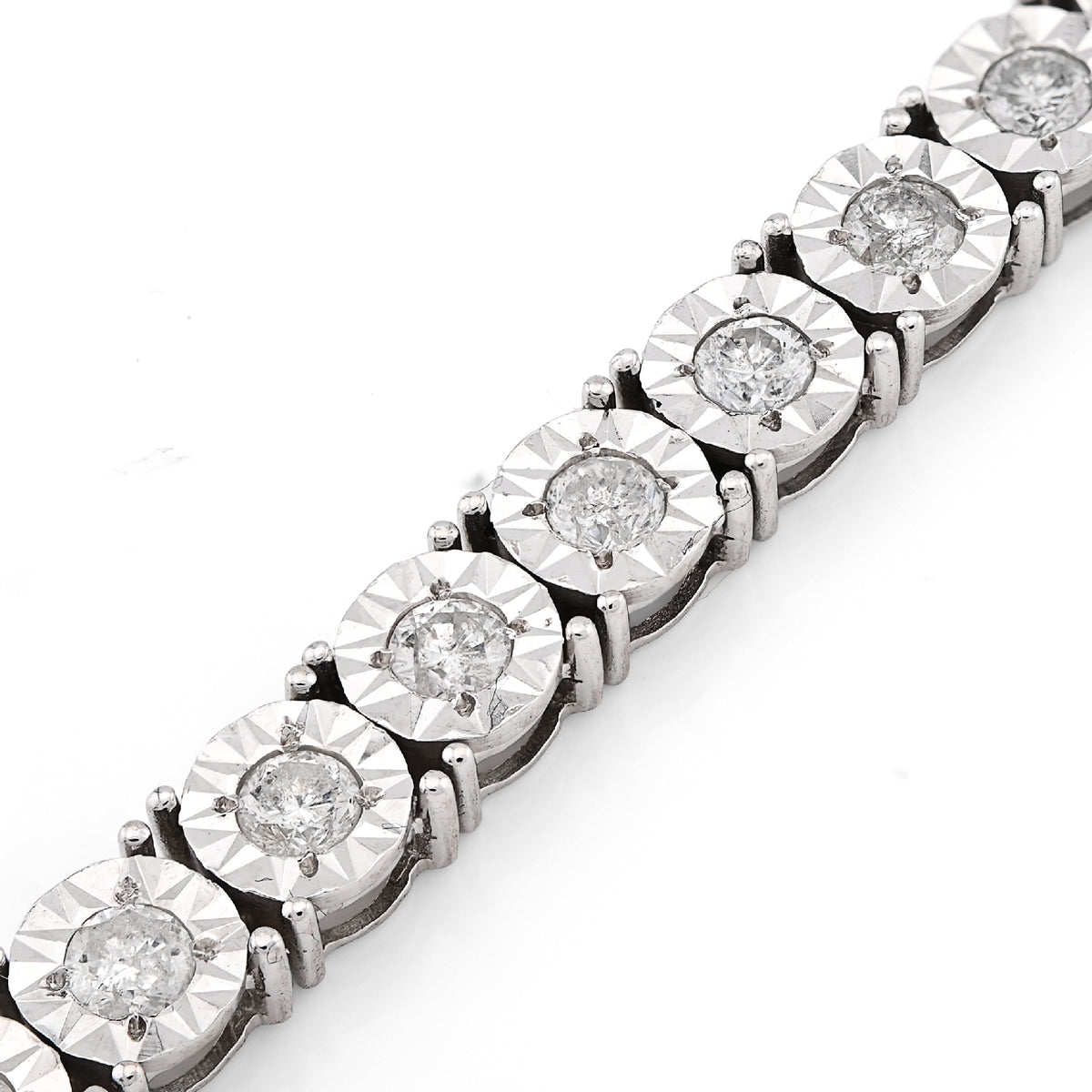 14K White Gold 3 CT Natural Diamond Tennis 7" 4.5MM Bracelet — view 2