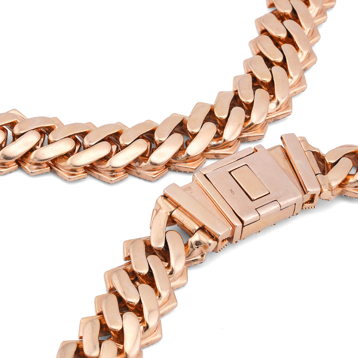 10K Rose Gold 34.92CT Natural Baguette/Round Diamond Cuban Link 18MM 306 Grams Chain Men 22" Necklace — view 7
