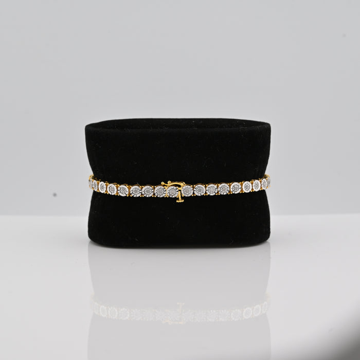 925 Yellow 0.6CTW Natural Diamond Tennis Bracelet 4.5MM 7" Men — view 1