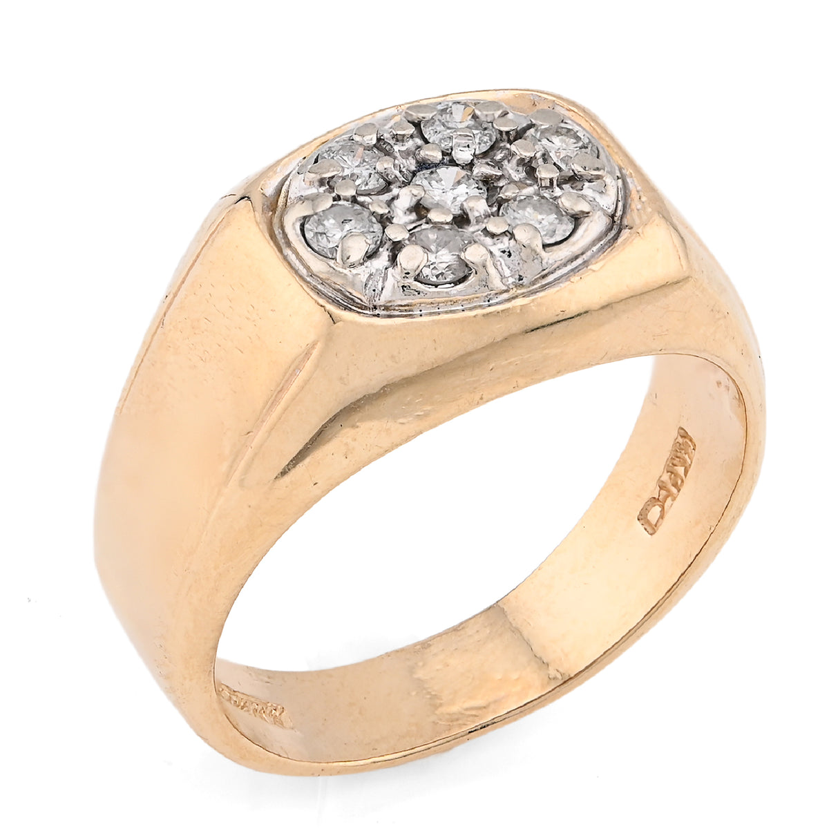 10K Yellow Gold 0.5CT Natural Diamond Oval Rectangular Shape Men Pinky Ring — view 4