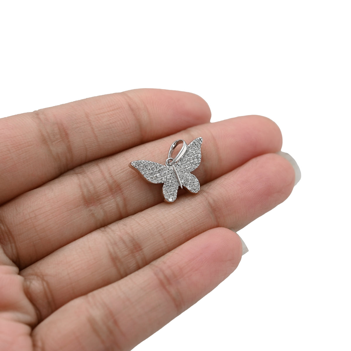 10K White Gold 0.26CT Natural Diamond Butterfly pendant Women Charm — view 3