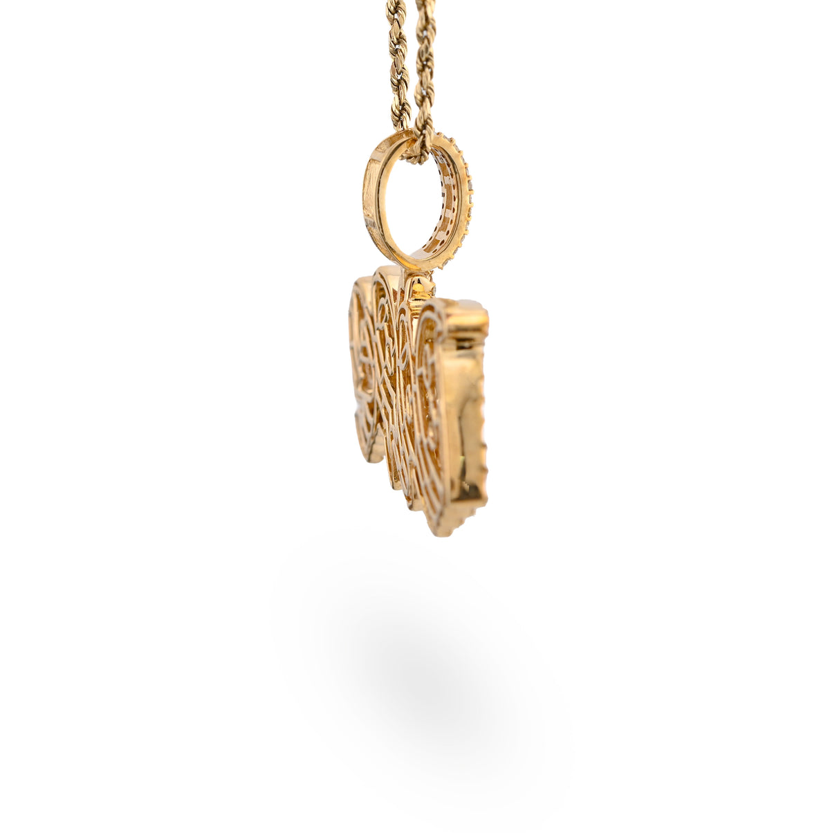 10K Yellow Gold 3.75CT "DOPE" Custom Natural Diamond Round/Baguette Pendant 1.9" Charm — view 9