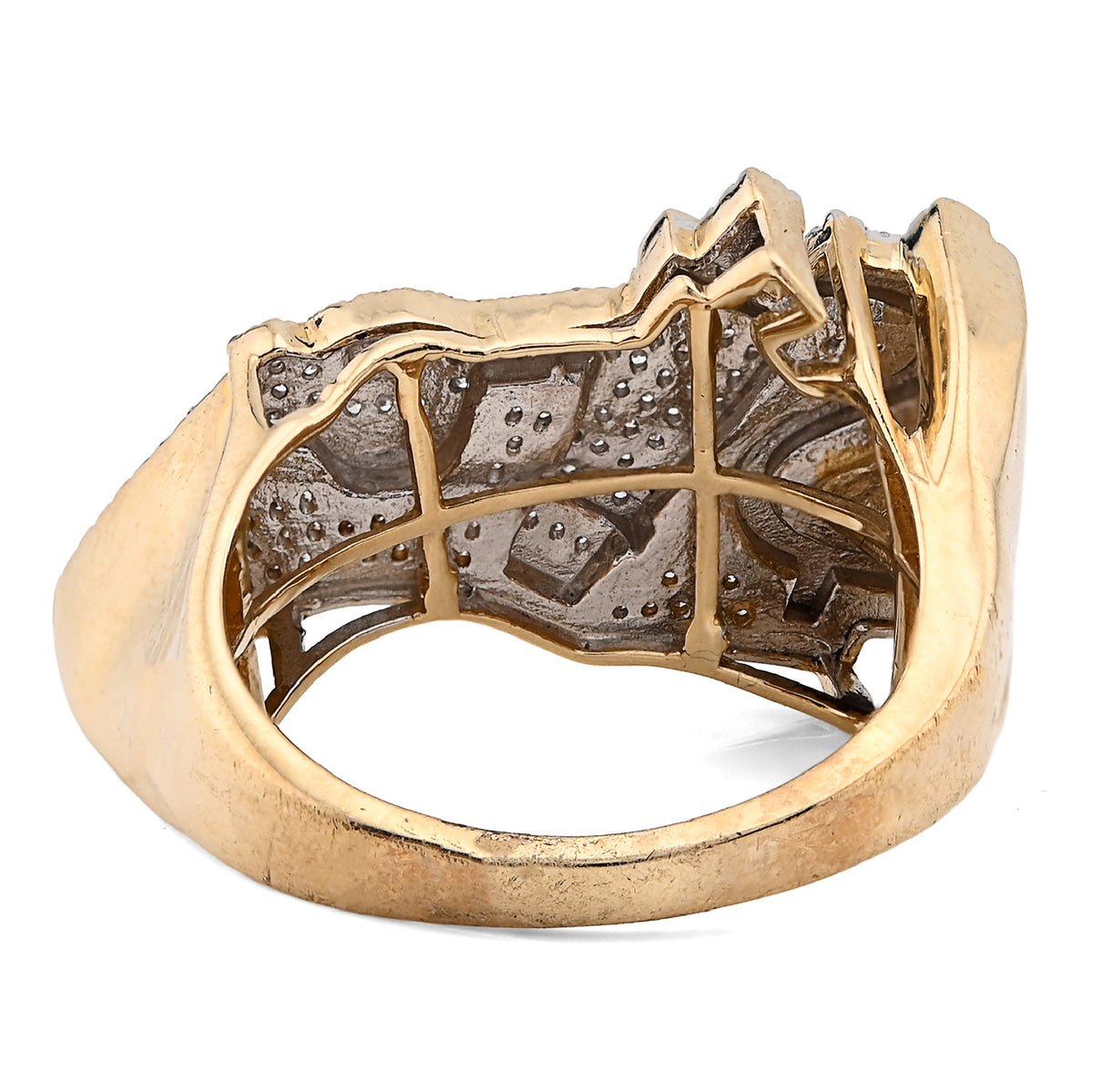 10K Yellow Gold 1.05CT "$", "Electric Plug", "Gun" Men Custom Natural Diamond Ring — view 5