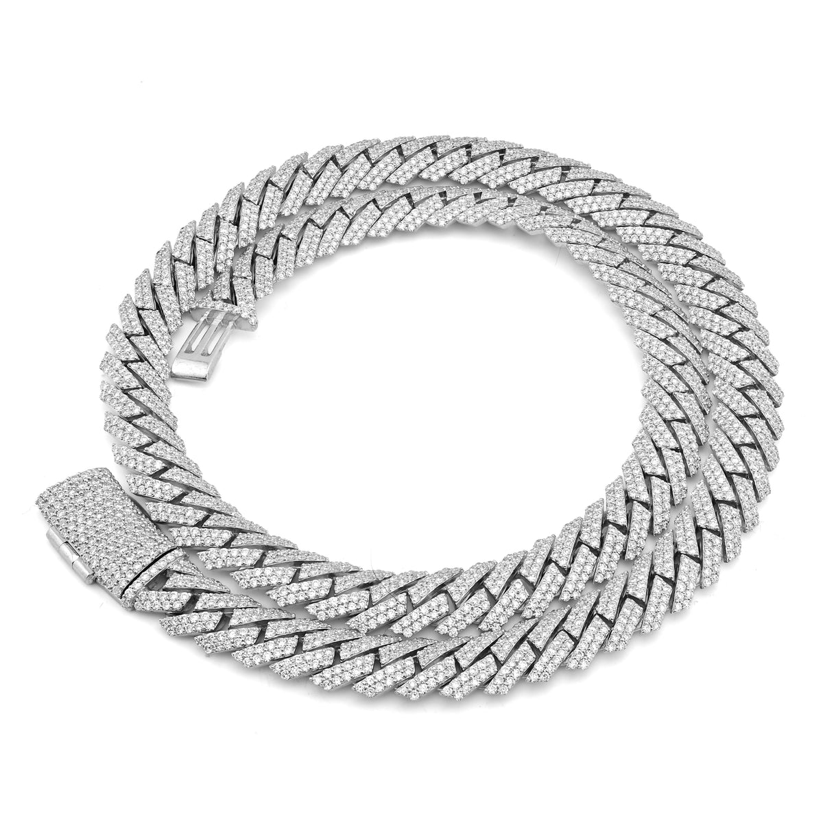 925 27.66CT Lab Diamond 11MM Snake Cuban Chain 21" Men Necklace — view 9