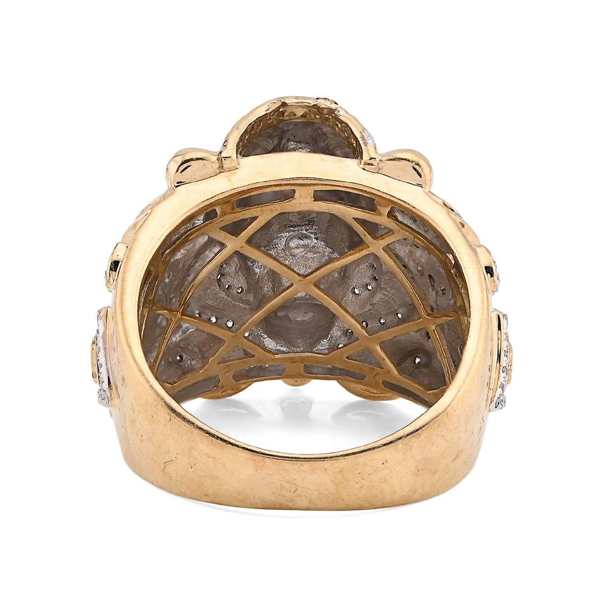 10K Yellow Gold 0.75CT Natural Diamond RoaRing Lion Head Men Pinky Ring — view 5