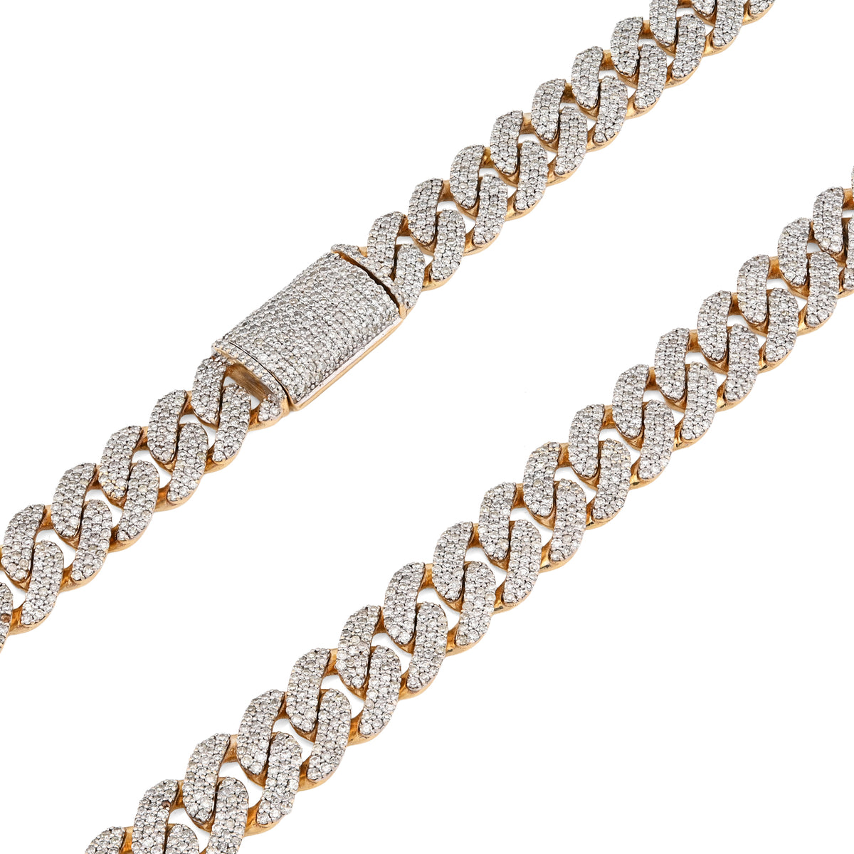 10K Yellow Gold 9.5 CT Natural Diamond Cuban Link Chain 8 MM Men 54.6 g Necklace 22" — view 3