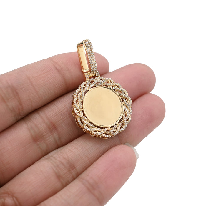 10K yellow Gold 0.50 CT natural Diamond Memory Pendant Picture Men Women Charm — view 1