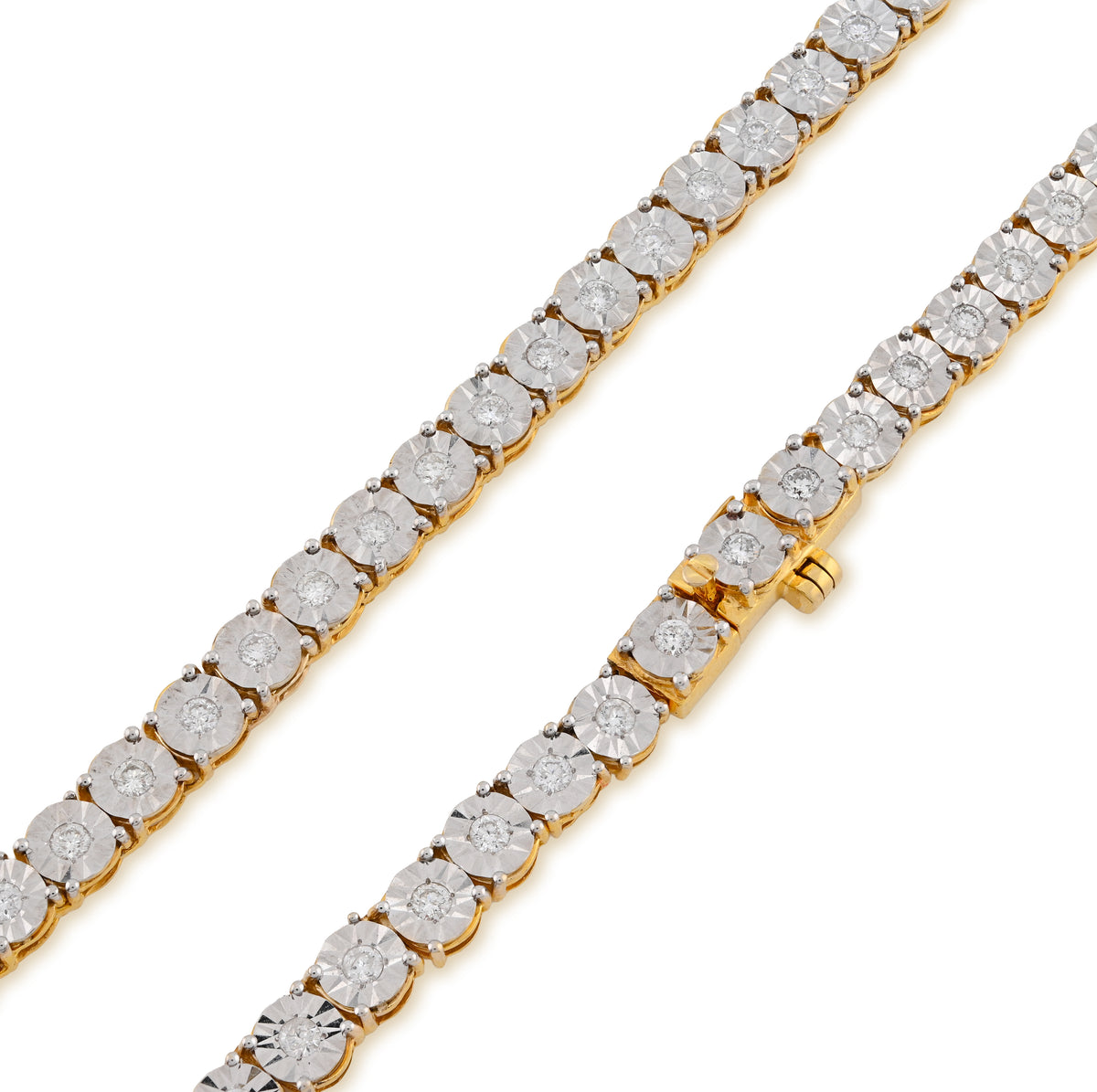 10K yellow Gold 4.94CT Natural Diamond Tennis Chain 5.5MM Necklace 22" — view 4