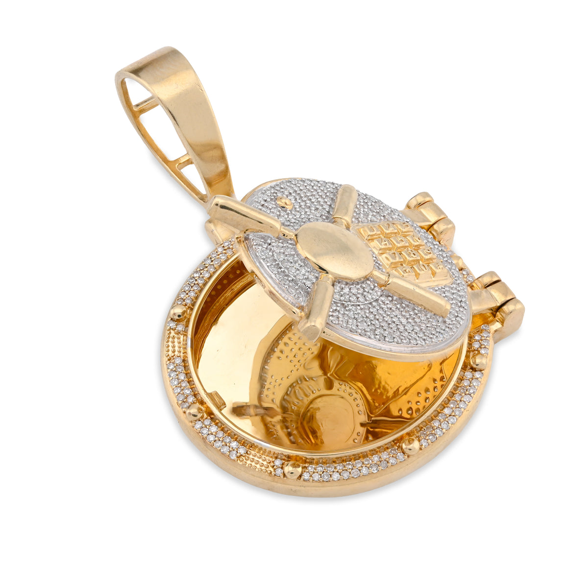 10K Yellow Gold Vault Door Memory Picture Pendant 0.6CT Natural Diamond Men Women Charm — view 5