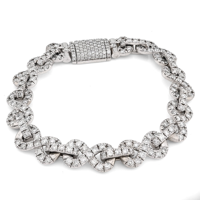 10K White Gold 12.5CT Natural Diamond Infinity Link 11MM Men 51.1g Bracelet 8" — view 1