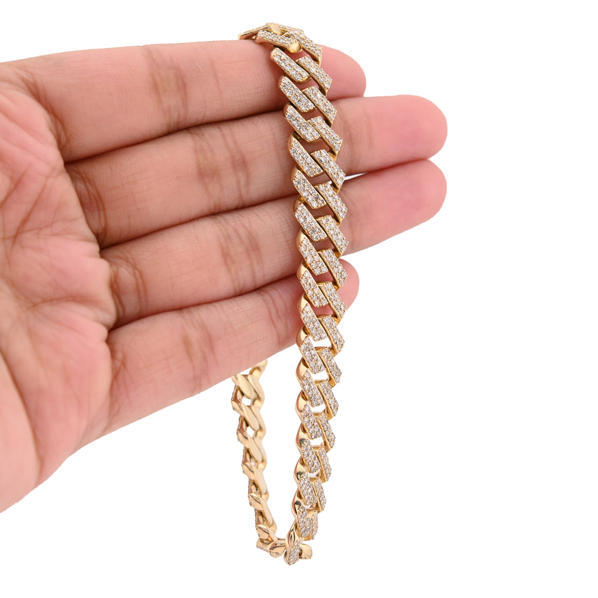 10K Yellow Gold 6.18CT Natural Diamond Cuban Link 8" Bracelet 10MM 33.1g — view 5