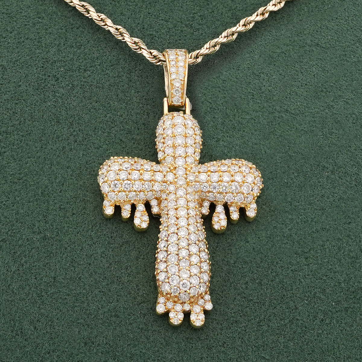 Cross Drip Pendant 10K 3.15ctw Natural Diamond Pendant Mens Womens Charm