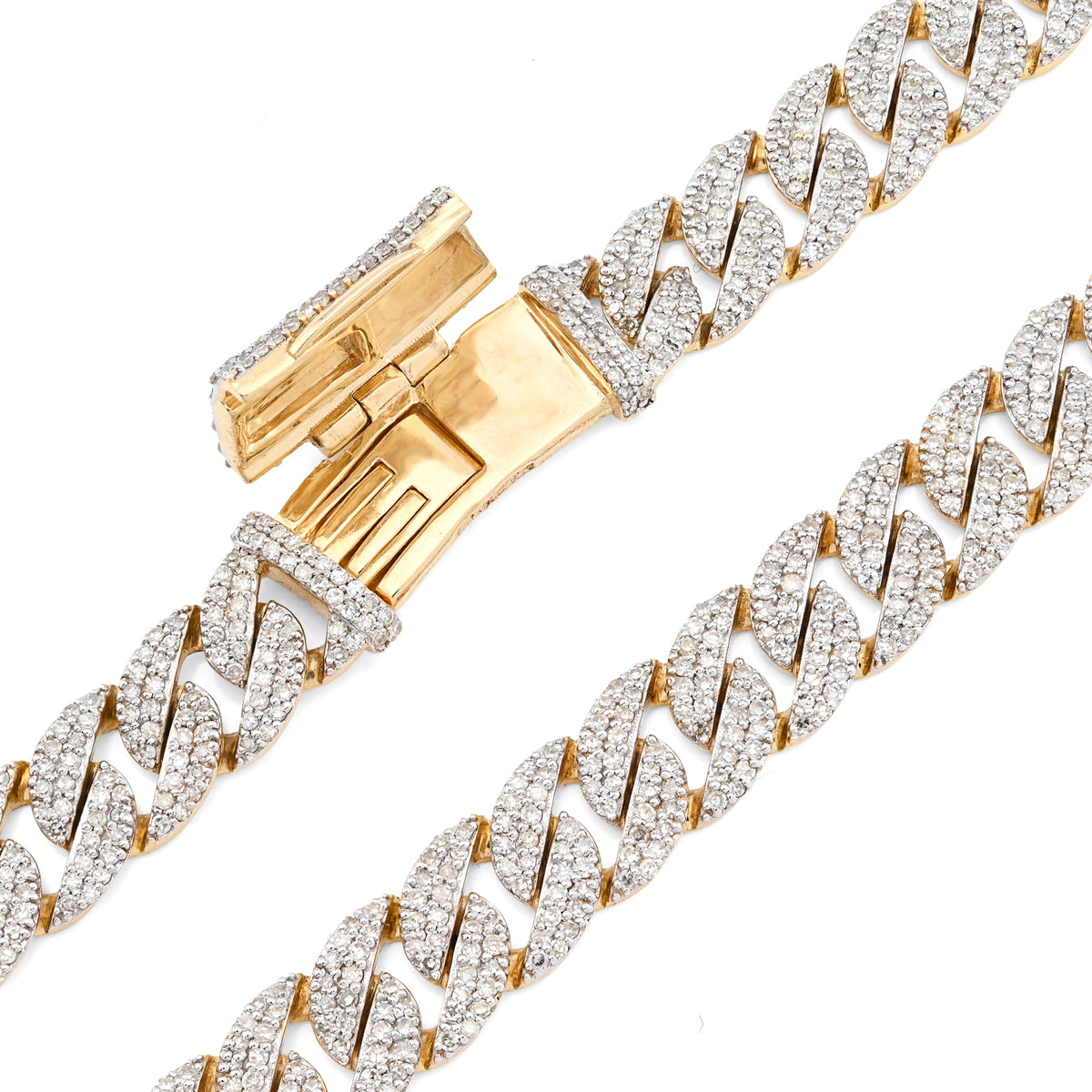 10K Yellow Gold 9 CT Natural Diamond Cuban Link Chain 8 MM Men 20" Necklace — view 9