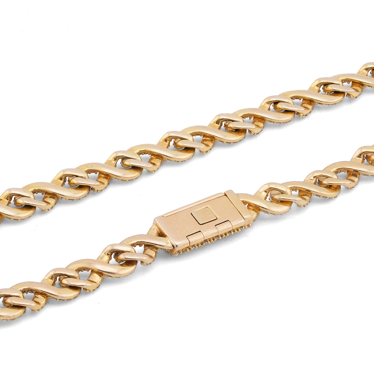 10K Yellow Gold 8CT Natural Diamond Infinity Link 6MM Men Chain 24" Necklace — view 5