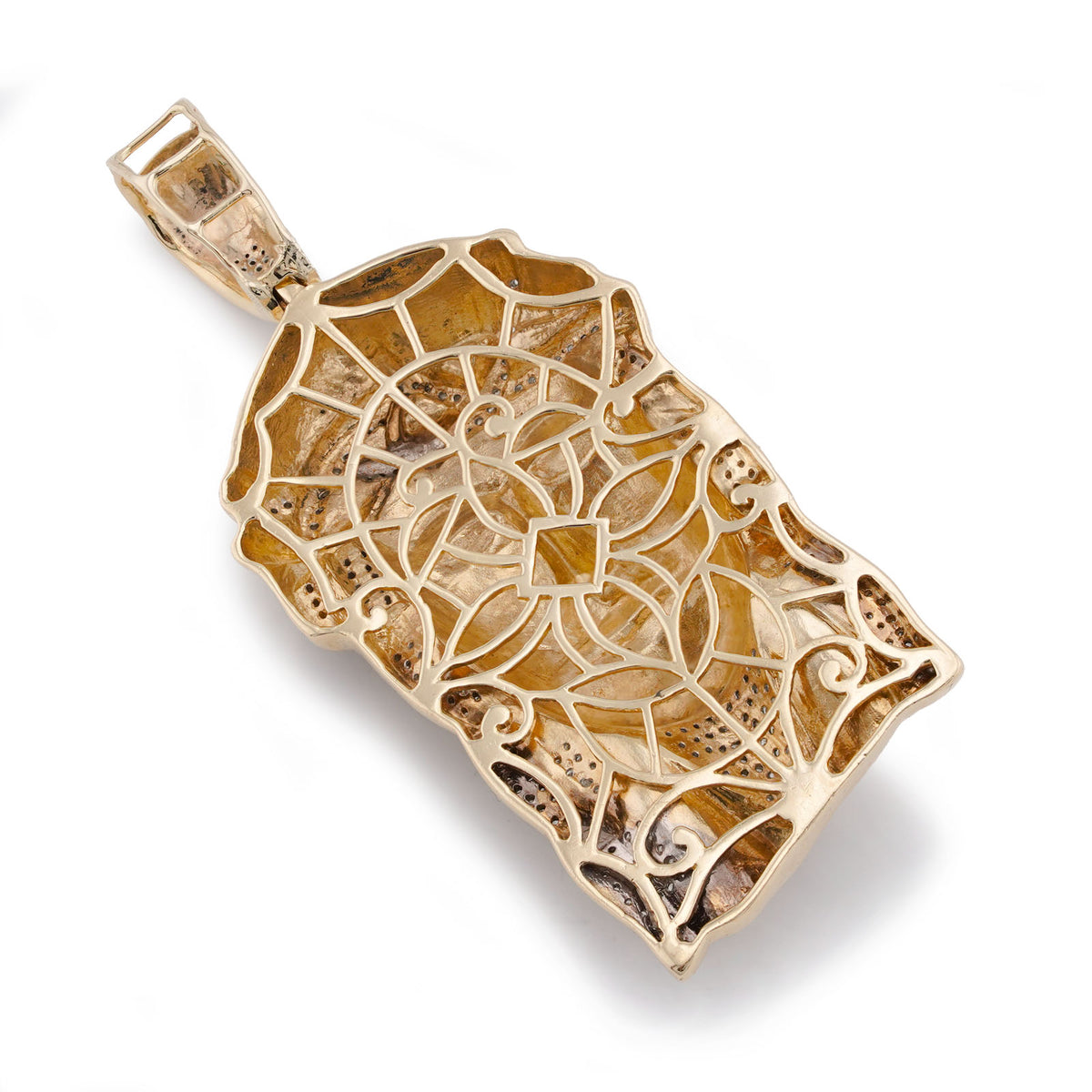 10K Yellow Gold 3CT Natural Diamond Jesus Head Men Charm — view 8