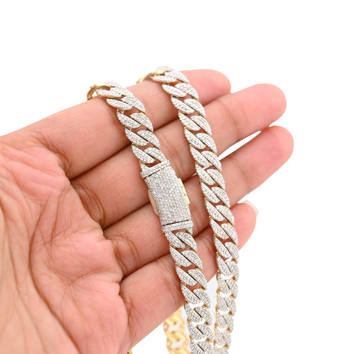 14K yellow Gold 9.52 CT Lab Diamond Solitaire Tennis Chain 17" Women 18.8 g Necklace — view 1