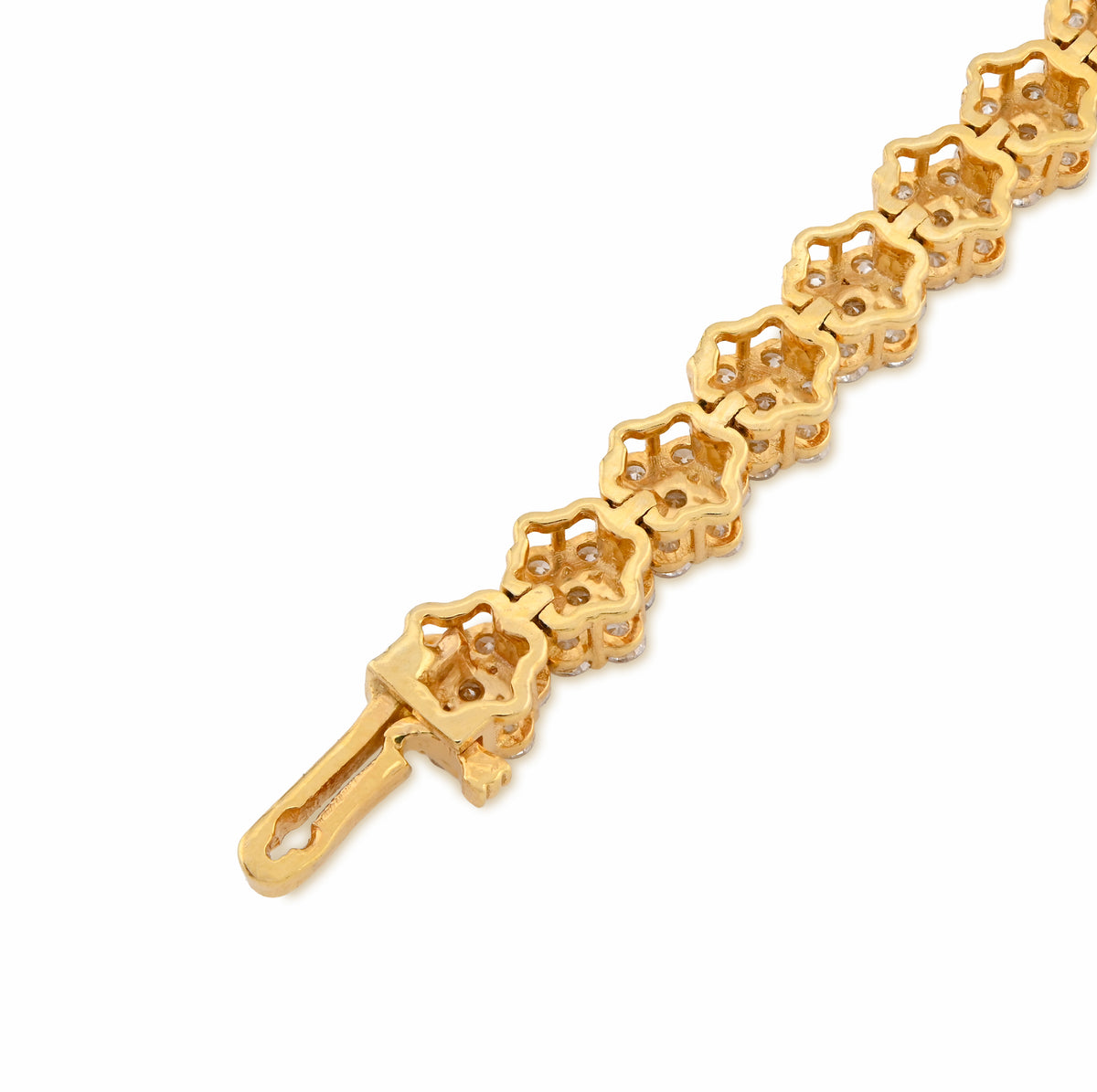 10K Yellow Gold 4CT Natural Diamond Hexagon Shape Cluster Tennis Bracelet 4.4MM 7" Men Women 7.2g  — view 4