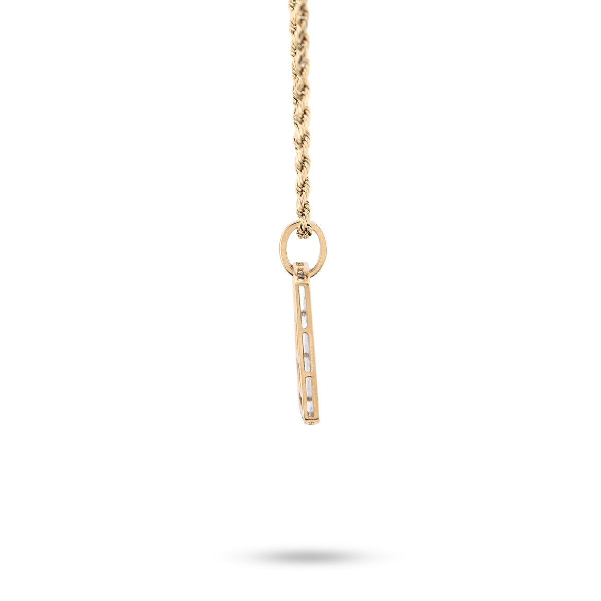 10K Yellow Gold Rectangular 0.65 CT Natural Diamond Charm Men 32.5 MM — view 3