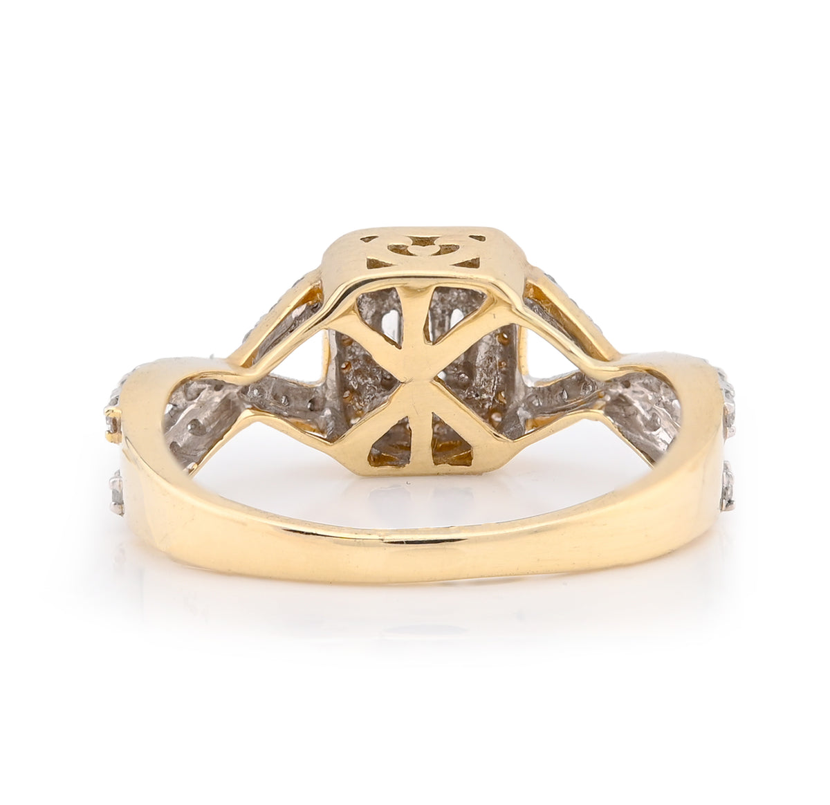 10K Yellow Gold 0.49CT Square Shape Round/Baguette Natural Diamond Women Ring — view 5
