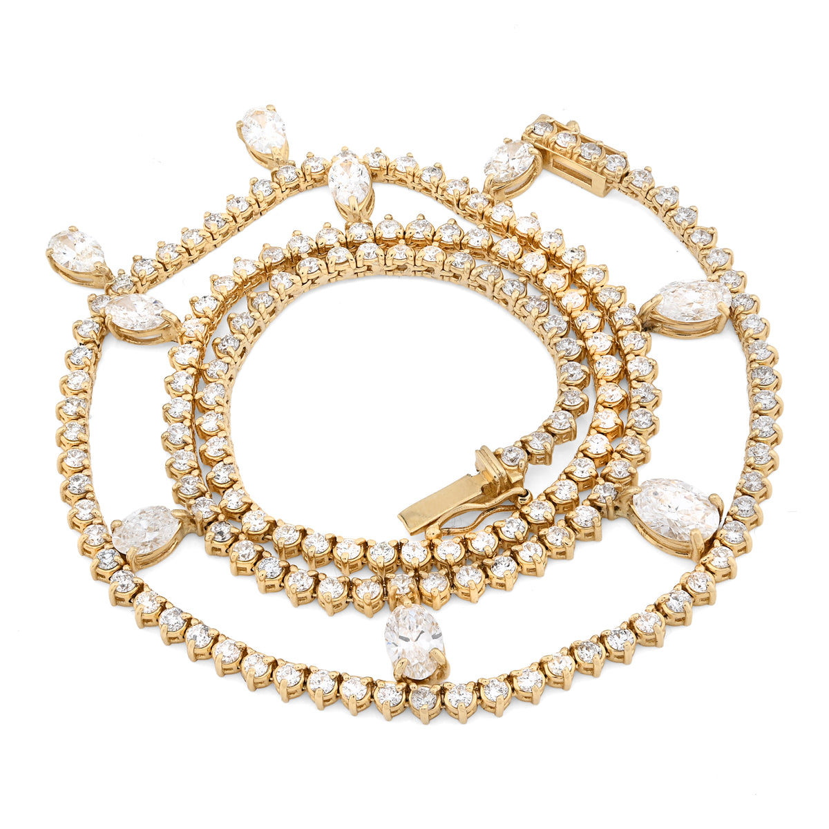 14K yellow Gold 9.52 CT Lab Diamond Solitaire Tennis Chain 17" Women 18.8 g Necklace — view 10