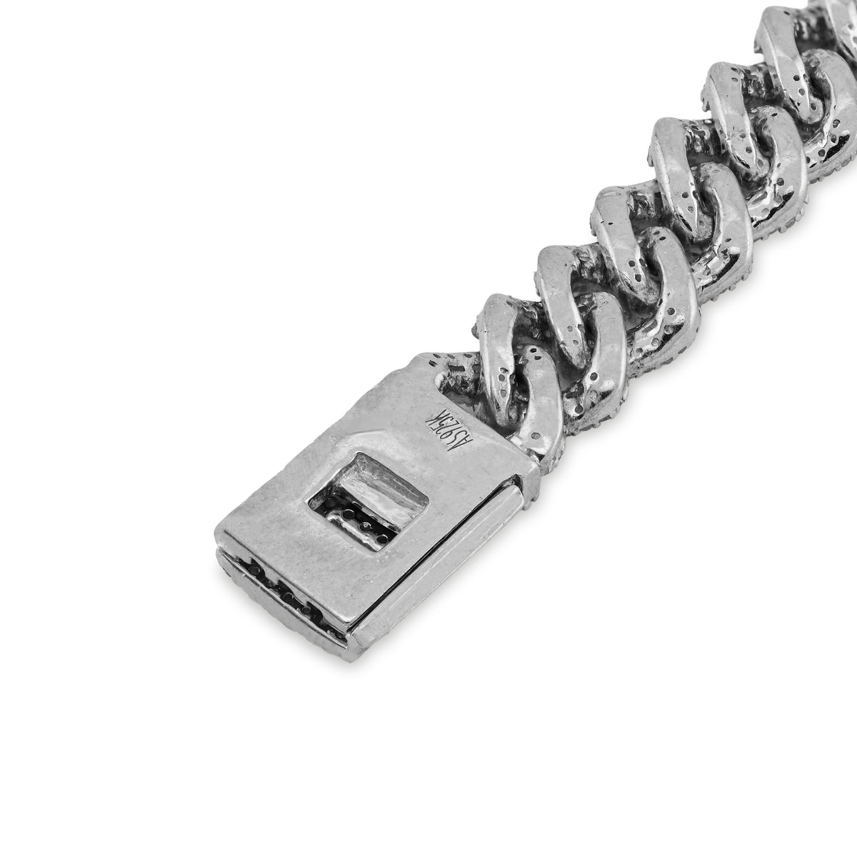 925 SS 4.6CT Natural Diamond Round/baguette 8MM Cuban link Bracelet 8" Men 21.1g — view 8