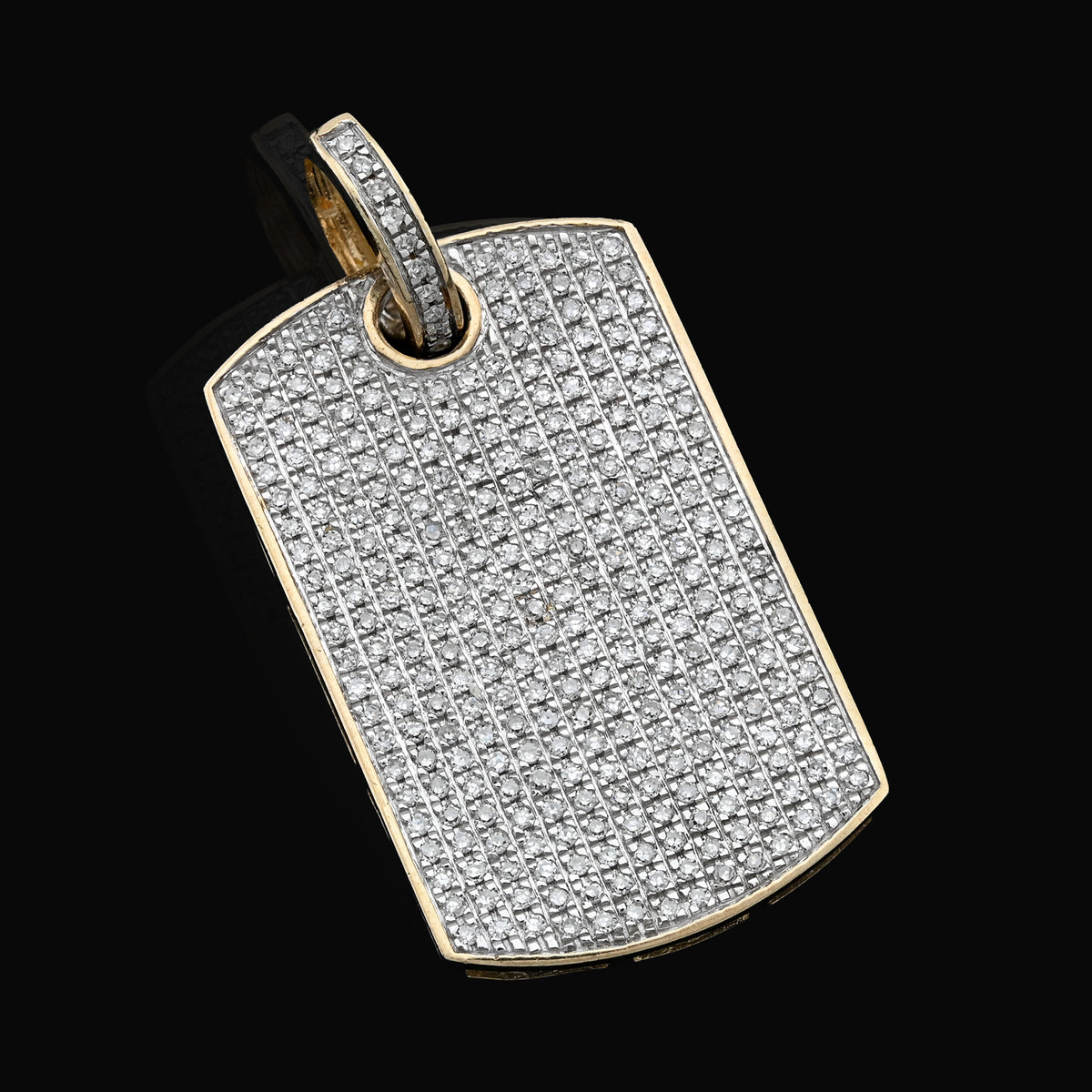 10K Yellow Gold Rectangular 0.65 CT Natural Diamond Charm Men 32.5 MM — view 10