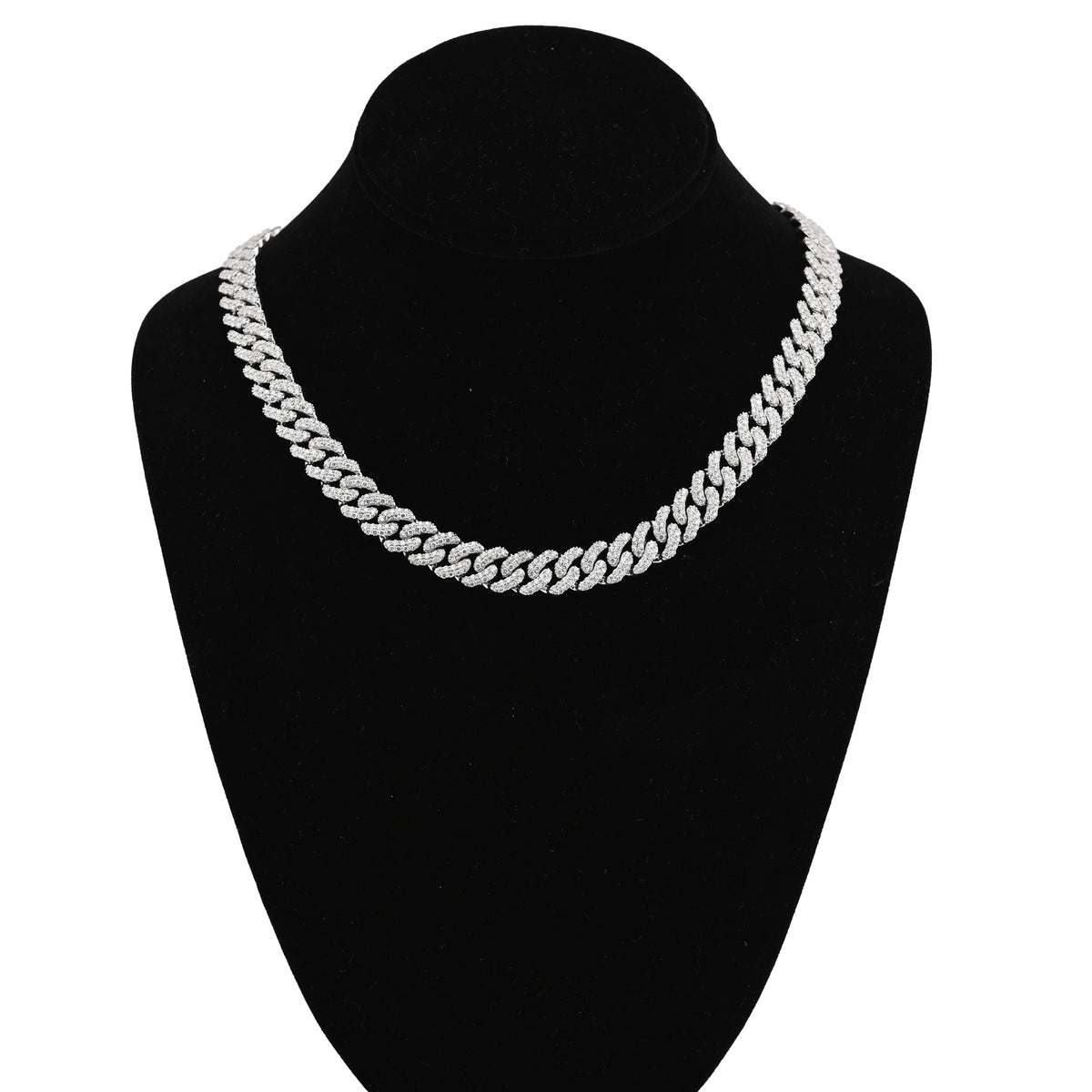 925 SS 20.61CT Lab Diamond 11MM Curb Cuban Link Chain 21" Men Necklace — view 2