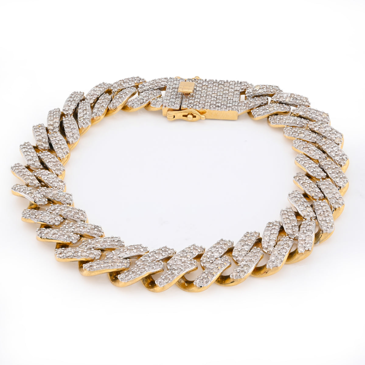 10K Yellow Gold 13CT Natural Diamond 14MM Cuban Link Bracelet 8" Men Women 56.4g — view 2