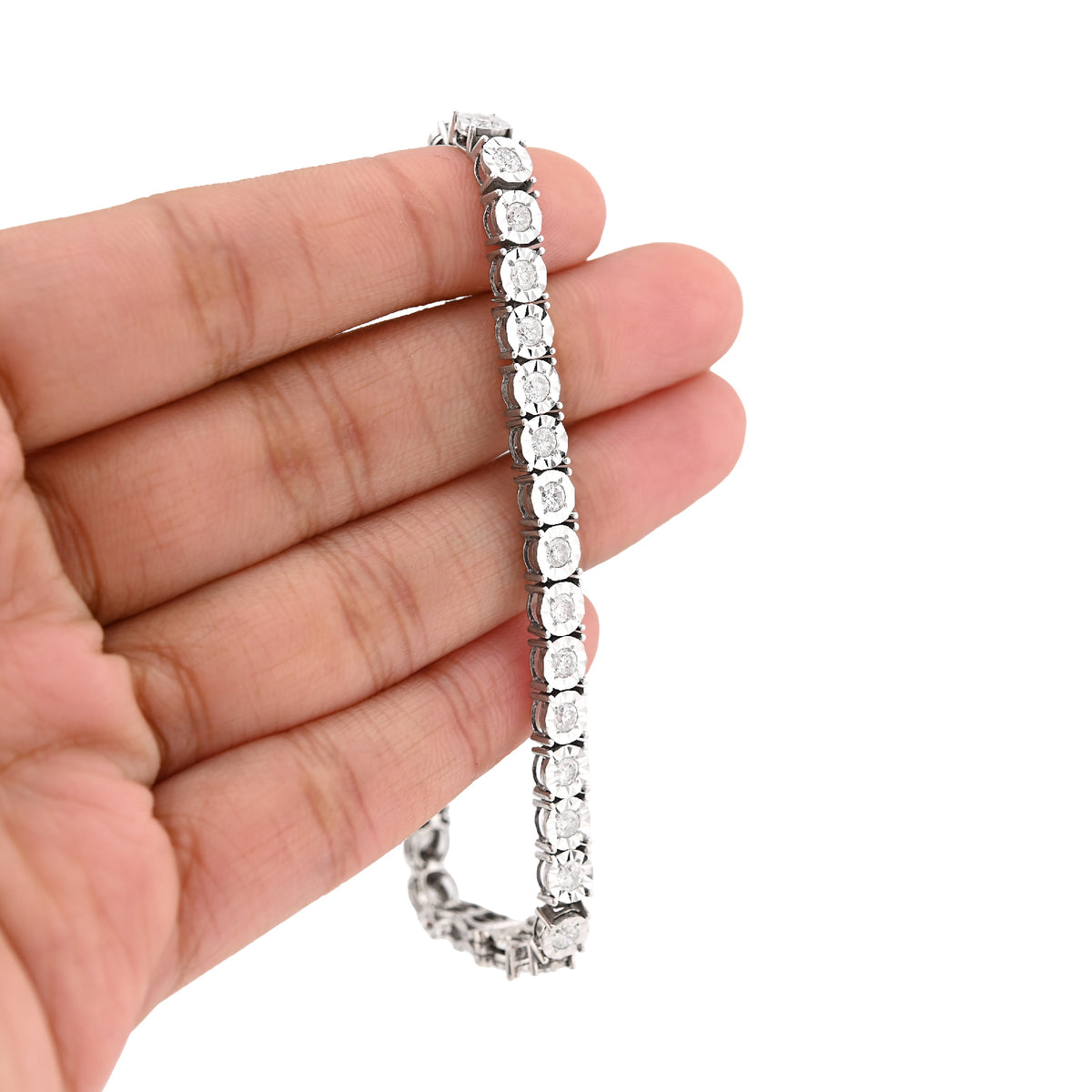 14K White Gold 3 CT Natural Diamond Tennis 7" 4.5MM Bracelet — view 1
