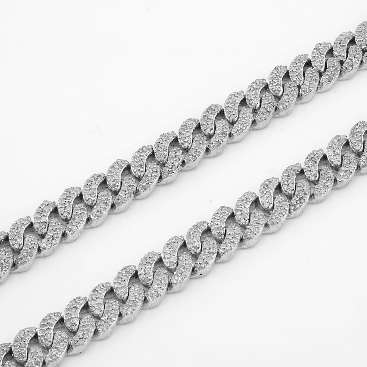925 SS 8.10CT Natural Diamond 7MM Round Cuban Chain 22" Men Women Necklace — view 2