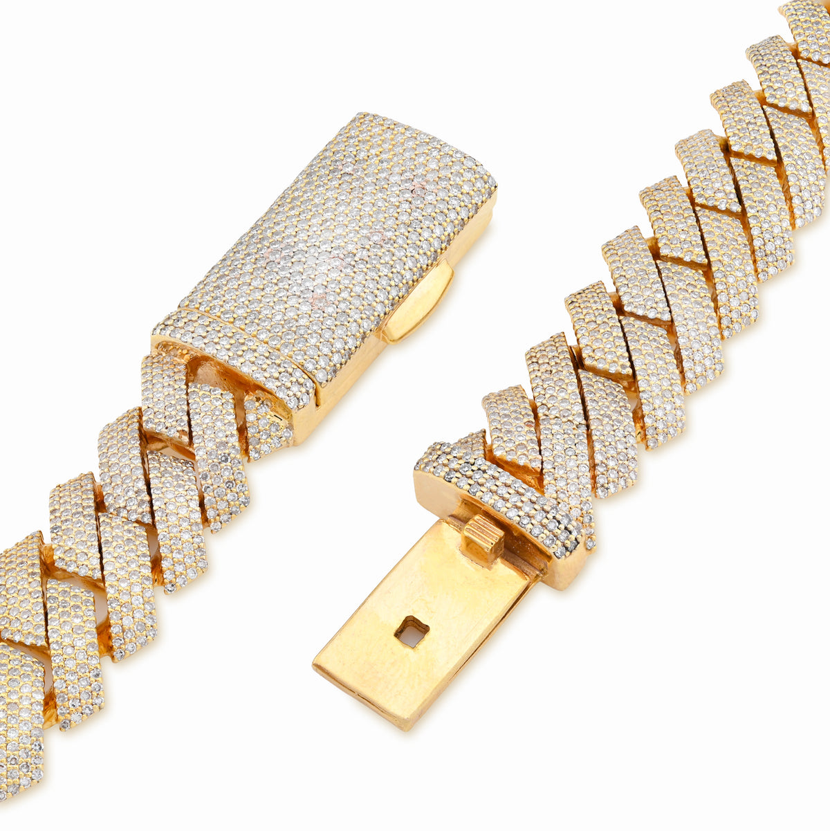 10K yellow Gold 23.5CT Natural Diamond 14MM Cuban Link Chain 22" Men Necklace 169.6g — view 1