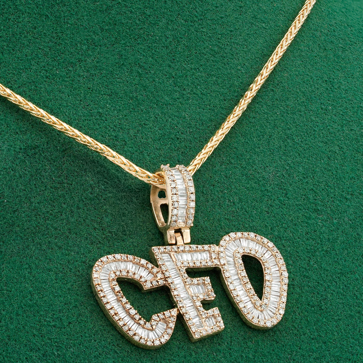 CEO Charm Baguette/ Pointer 2ct Natural Diamond 10K Gold Men Women Pendant