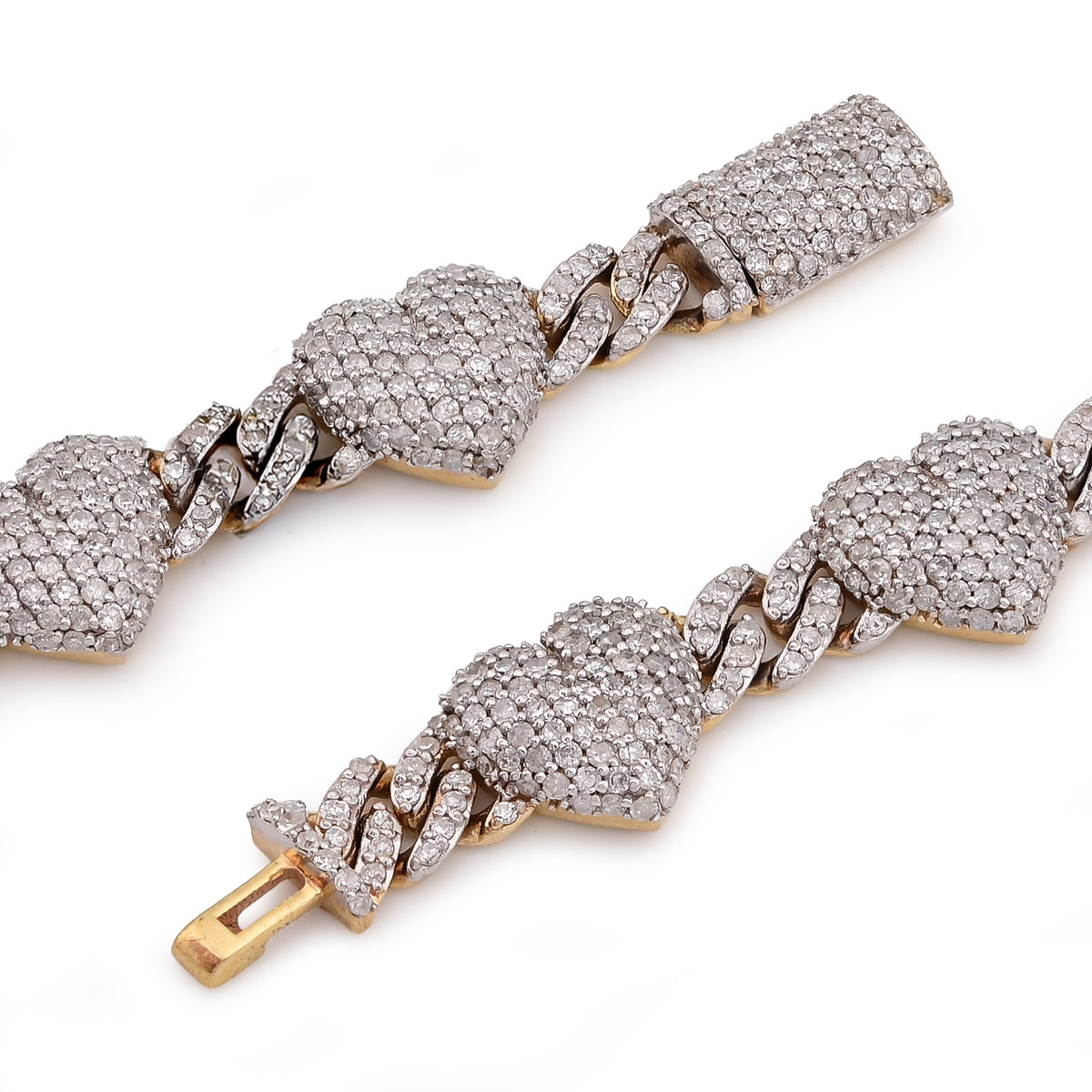 Heart Cuban Link Necklace 14CT Natural Diamond 10K Yellow Gold 20" Women Chain — view 7